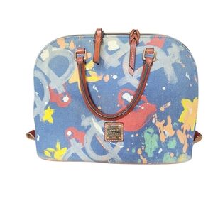 Dooney & Bourke Double Zip Graffiti Denim Satchel Bag Super Cute